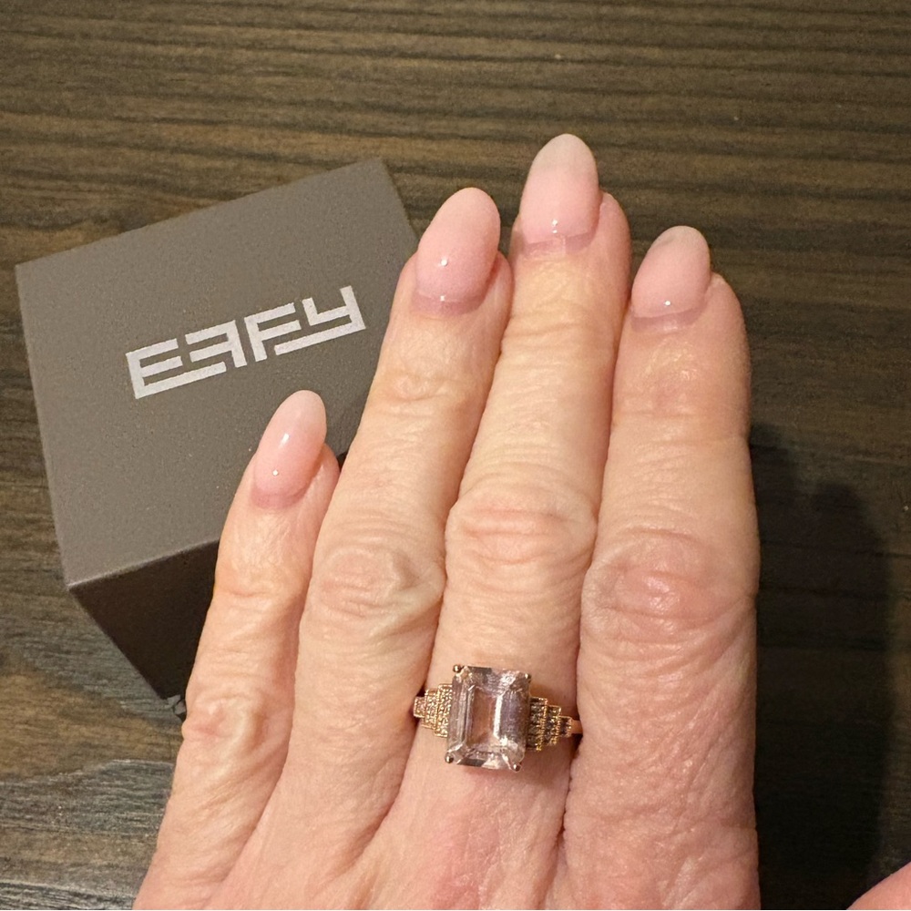 Effy 14K Rose Gold Morganite & Diamond Ring - Picture 7 of 9